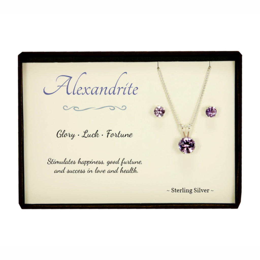Alexandrite Sterling Silver Pendant Necklace Earring Set – bcr-designs