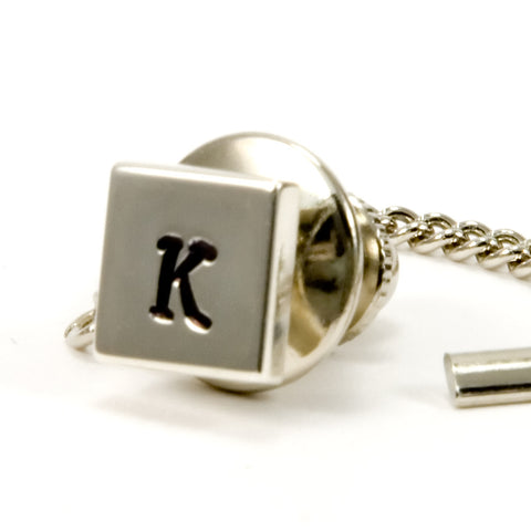 Sterling Silver Initial Tie Tack / Lapel Pin