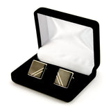 Sterling Silver Ebony Cufflinks With Sterling Silver Inlays in Gift Box