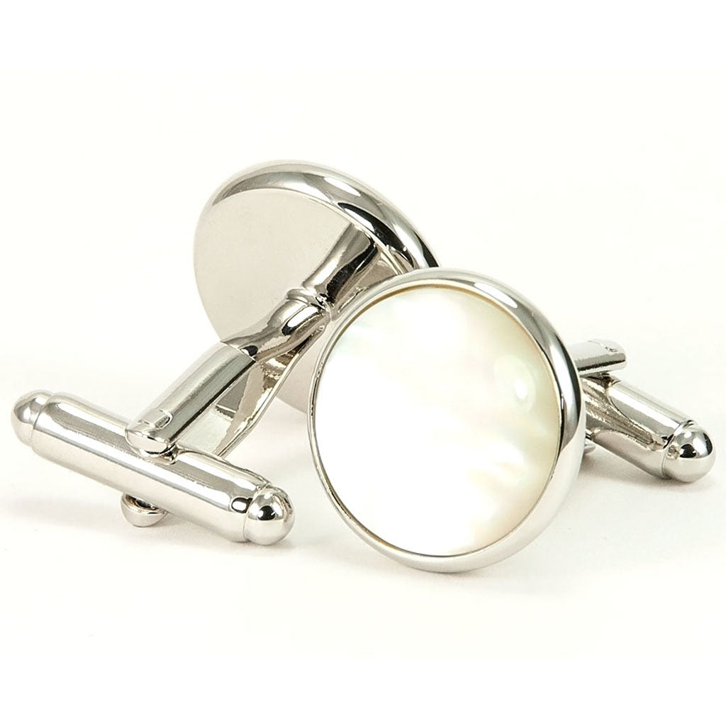 Mother of Pearl Silver Cufflinks – bcr-designs