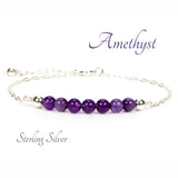 Sterling Silver Amethyst Gemstone Bead Bracelet
