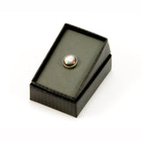 Black Mother of Pearl Sterling Silver Round Tie Tack in Gift Box