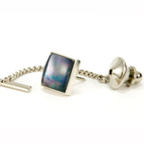 Black Mother of Pearl Sterling Silver Square Tie Tack