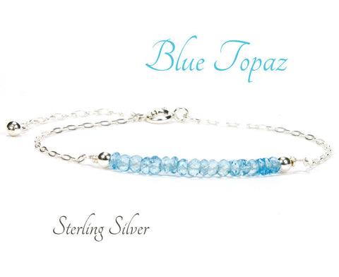 Blue Topaz Gemstone Bracelet | Sterling Silver