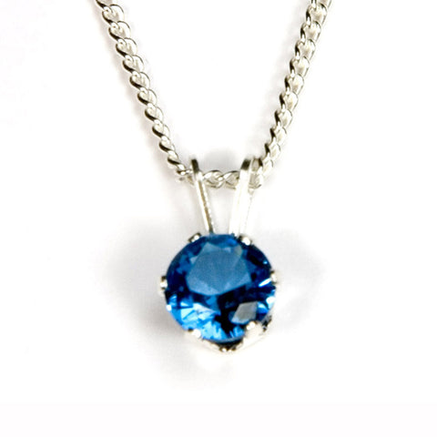 Blue Zircon Sterling Silver Pendant