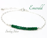 Sterling Silver Emerald Gemstone Bracelet