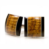 Figured Hawaiian Koa Ebony Holly Wooden Cufflinks