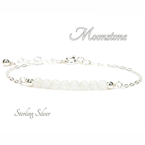 Moonstone Gemstone Bracelet in Sterling Silver
