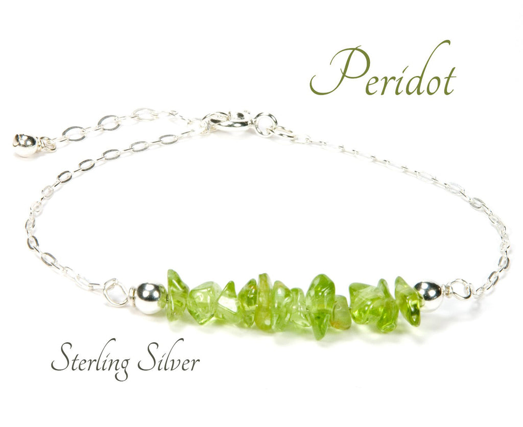 Peridot Bracelet with Lobster Clasp, Small 4mm Beads 6.0 / 925 Sterling Silver