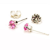 Pink Tourmaline Sterling Silver Stud Earring Set