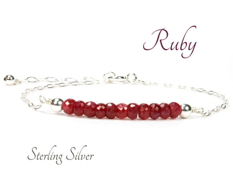 Ruby Sterling Silver Gemstone Bracelet