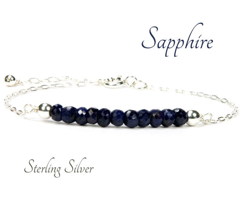Sterling Silver Blue Sapphire Gemstone Bracelet