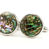 Abalone Shell Silver Cufflinks | One-of-a-Kind Front