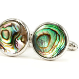 Natural Abalone Silver Cufflinks