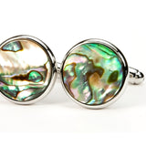 Natural Abalone Silver Cufflinks