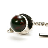 Bloodstone Sterling Silver Tie Tack / Lapel Pin