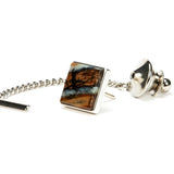 Brown Mammoth Tooth Sterling Silver Tie Tack