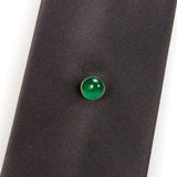 Green Onyx Sterling Silver Tie Tack with Tie