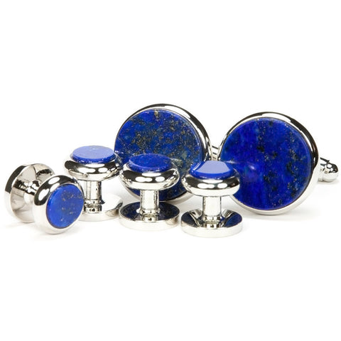 Lapis Lazuli Silver Cufflink Tuxedo Stud Set