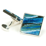 Blue Mammoth Tooth Sterling Silver Cufflinks Back View