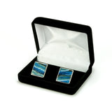 Blue Mammoth Tooth Sterling Silver Cufflinks Gift Box
