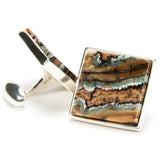 Brown Mammoth Tooth Sterling Silver Cufflinks Back View