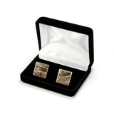 Brown Mammoth Tooth Sterling Silver Cufflinks Gift Box