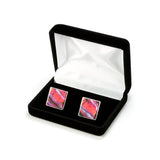 Red Mammoth Tooth Sterling Silver Cufflinks Gift Box