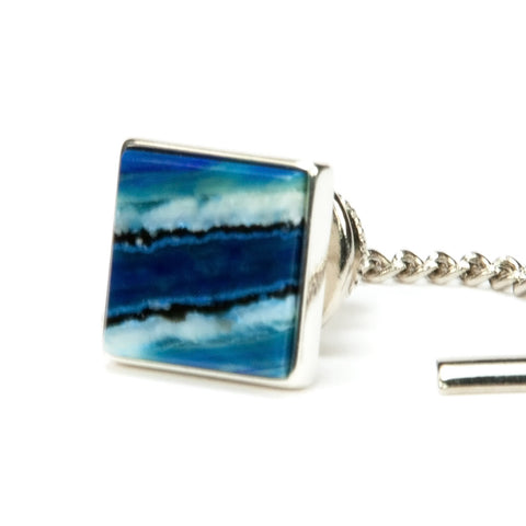 Blue Mammoth Tooth Sterling Silver Tie Tack Lapel Pin