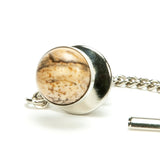 Picture Jasper Sterling Silver Tie Tack / Lapel Pin