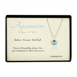 Aquamarine Sterling Silver Pendant Necklace in Gift Box