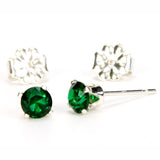 Emerald Sterling Silver Post Earrings