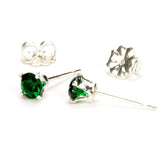 Emerald Sterling Silver Post Earrings - Back