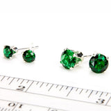 Emerald Sterling Silver Stud Earrings - Sizing