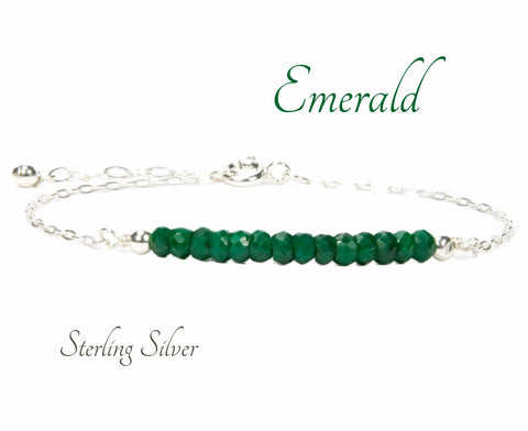 Emerald Gemstone Sterling Silver Bracelet
