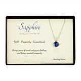 Blue Sapphire Sterling Silver Pendant Necklace in Gift Box