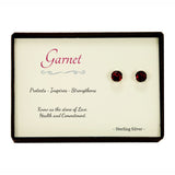 Garnet Sterling Silver Stud Earrings in Gift Box