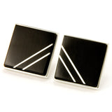 Sterling Silver Ebony Cufflinks With Sterling Silver Inlays - Front