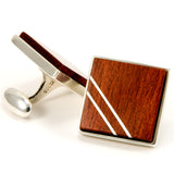 Bloodwood Silver Inlay Sterling Silver Cufflinks