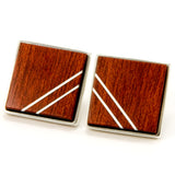 Bloodwood Silver Inlay Sterling Silver Cufflinks - Front