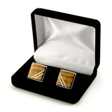 Hawaiian Koa Silver Inlay Cufflinks Gift Box