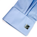 Sterling Silver Ebony Cufflinks With Sterling Silver Inlay on Shirt Cuff
