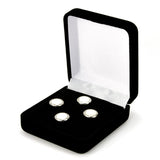 Mother of Pearl Silver Tuxedo Shirt Stud Set - gift boxed
