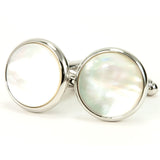 Mother of Pearl Silver Cufflinks Front