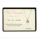 Pink Tourmaline Sterling Silver Pendant Necklace in Gift Box