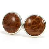 Redwood Burl Wood and Silver Cufflinks - Front