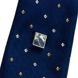 Blue Sodalite Sterling Silver Square Tie Tack / Lapel Pin on Tie