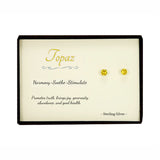 Yellow Topaz Sterling Silver Stud Earrings in Gift Box