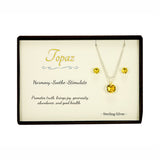 Yellow Topaz Sterling Silver Pendant Necklace Earring Set in Gift Box