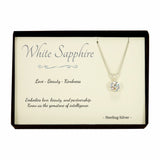 White Sapphire Sterling Silver Pendant Necklace in Gift Box